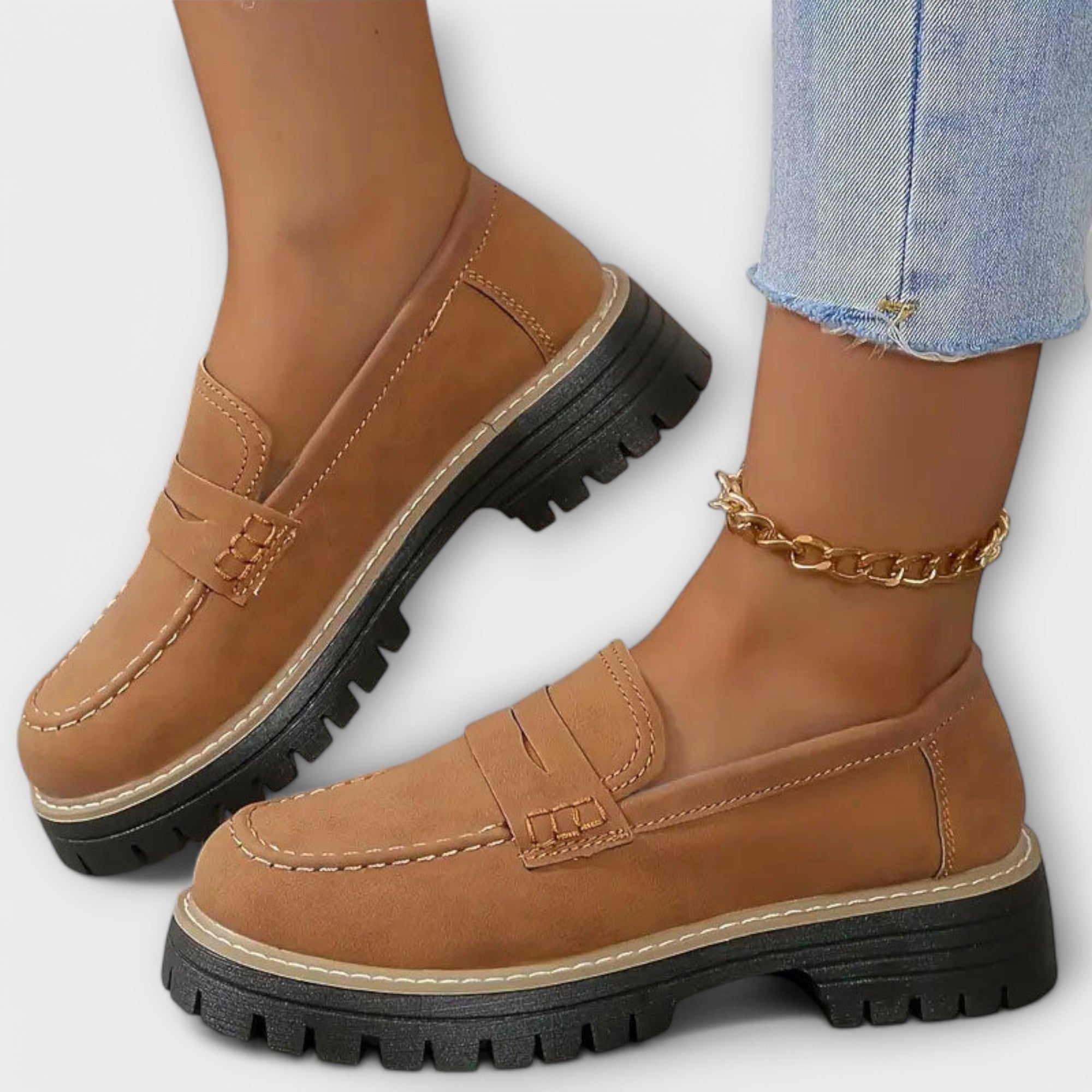 Dámské mokasíny s podrážkou typu carrarmato a designem slip-on