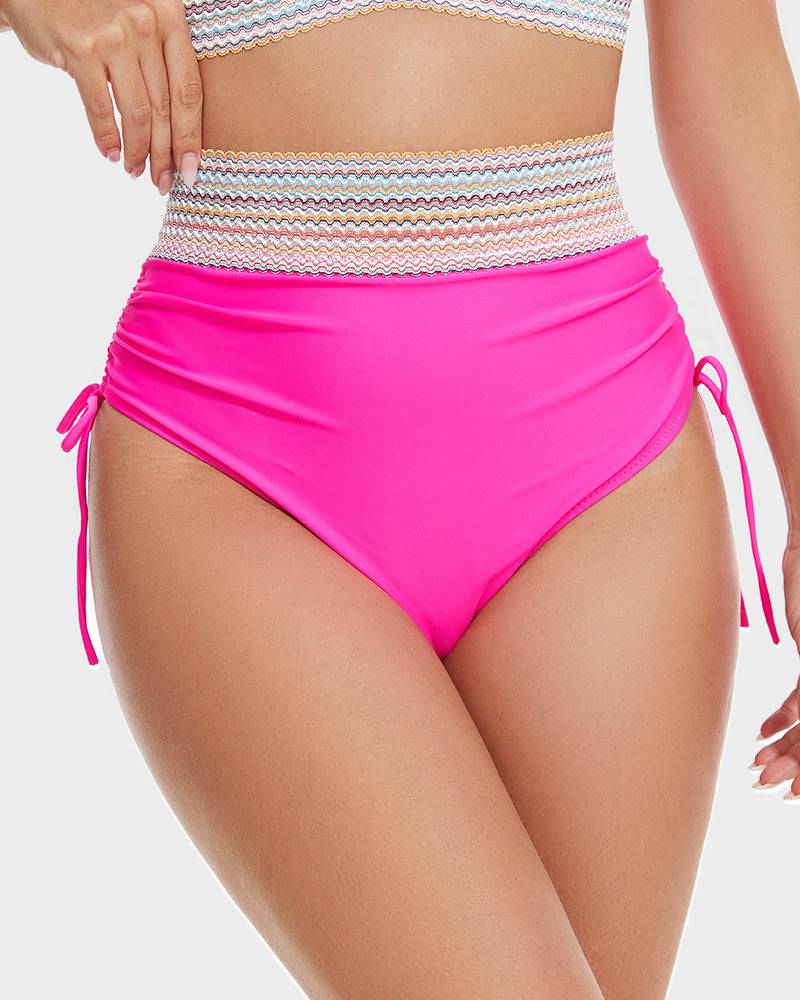 High-waisted shaping bikini with colorblock pattern – support, comfort, and trendy style