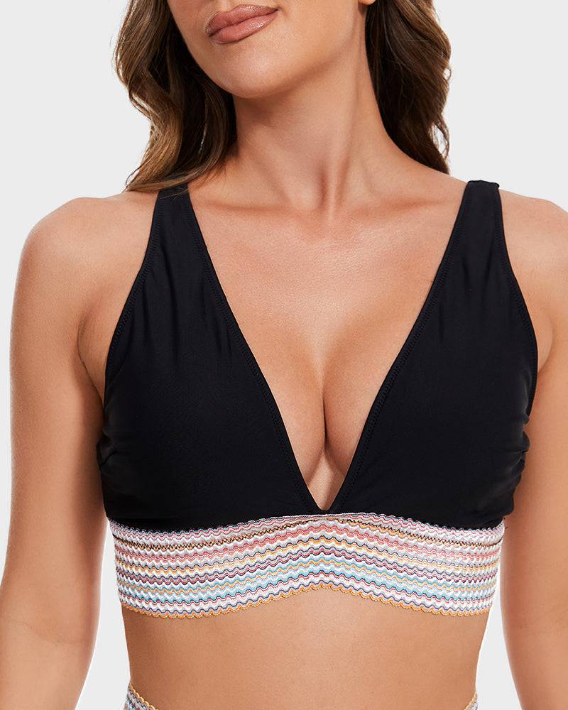 Damskie bikini z wysokim stanem i trójkątnym biustonoszem