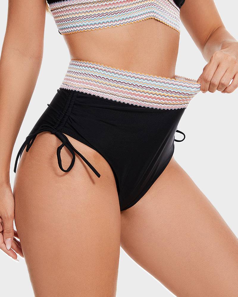 Damskie bikini z wysokim stanem i trójkątnym biustonoszem