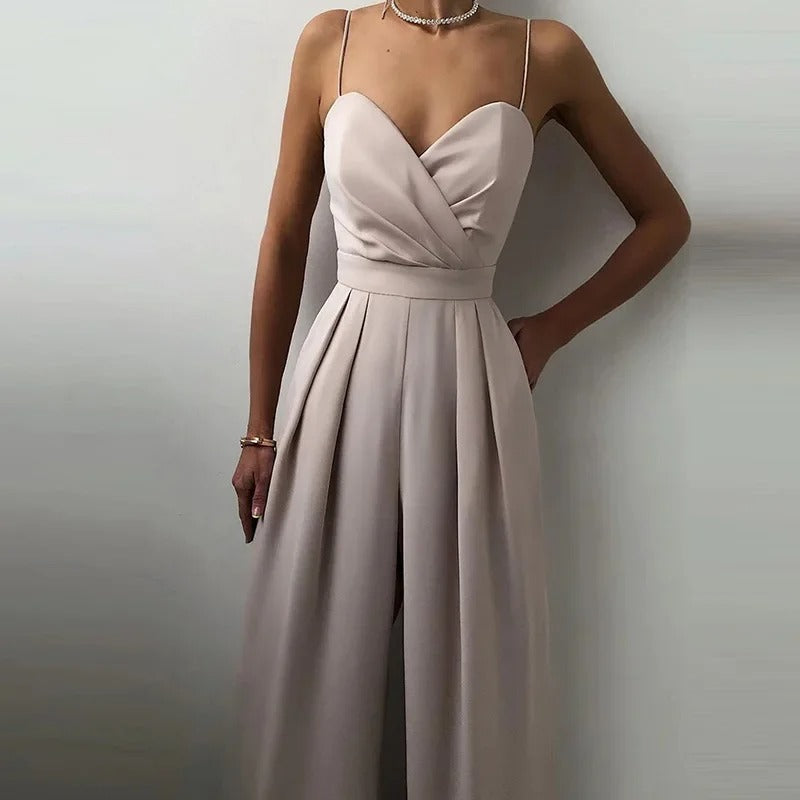 Women's Wide-Leg Jumpsuit with Thin Straps