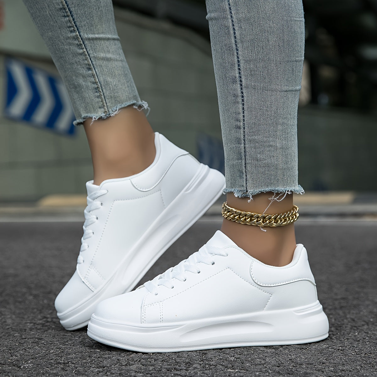 Baskets en Cuir Blanc pour Femme