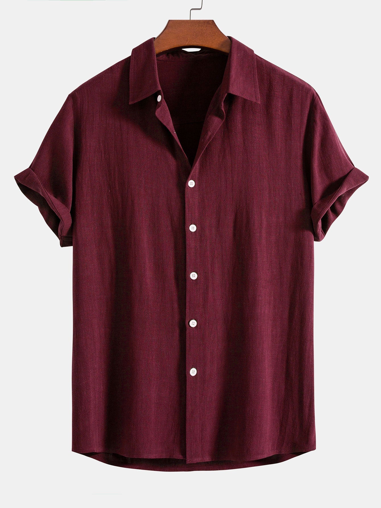 Men's Short Sleeve Mixed Linen Shirt | Breathable Summer Shirt Relaxed Fit with Button Closure