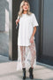 Vestido Maxi Largo com Mangas Curtas e Patchwork Floral