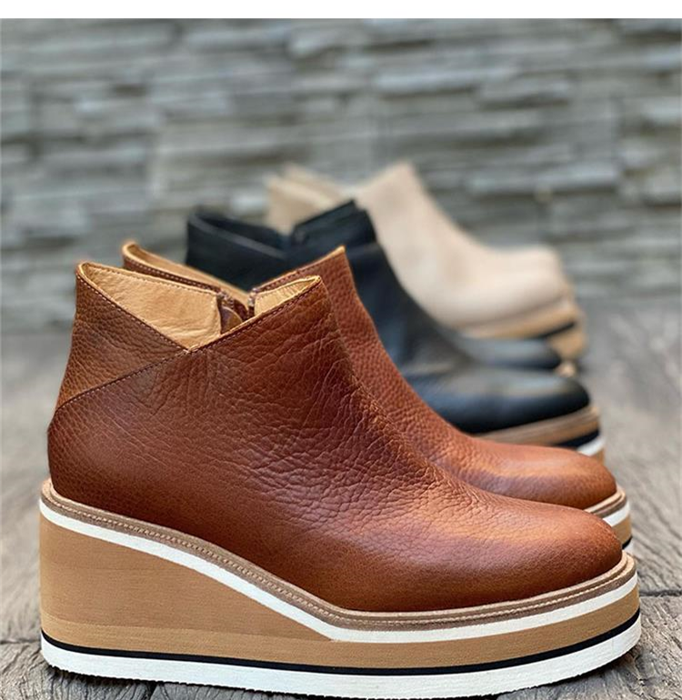 Stivaletti con Zeppa da Donna con Cerniera Laterale | Stivaletti Comodi e Facili da Indossare