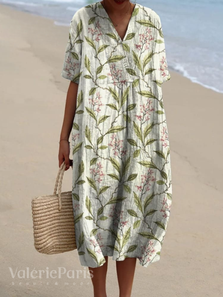 Vestito Estivo a Fiori da Donna | Abito Leggero e Traspirante con Taglio Morbido e Silhouette Fluida per Mare e Vacanze