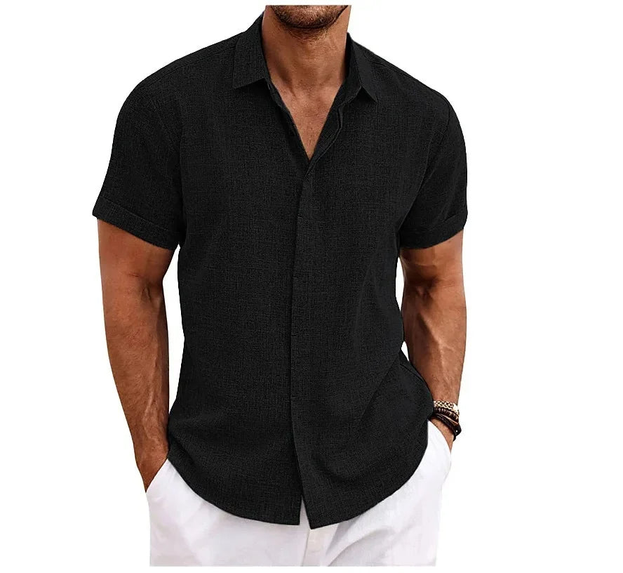 Chemise homme à manches courtes effet lin