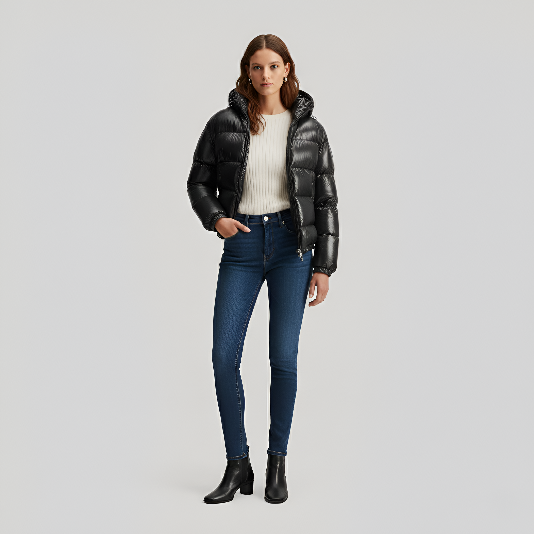 Piumino donna con cappuccio imbottito