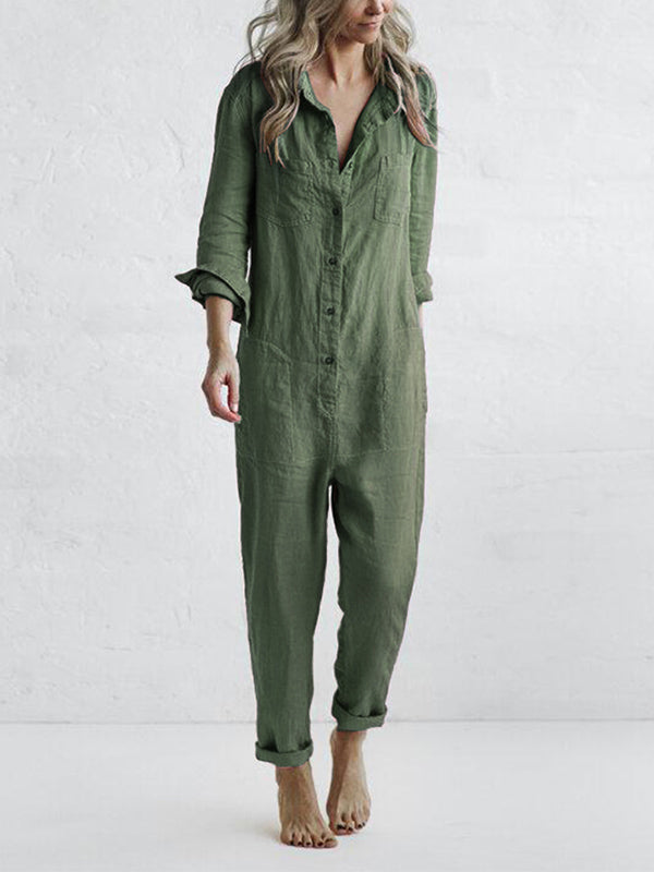 Long-sleeve casual jumpsuit