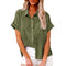 Blouse d'été en lin à coupe ample et col drapé