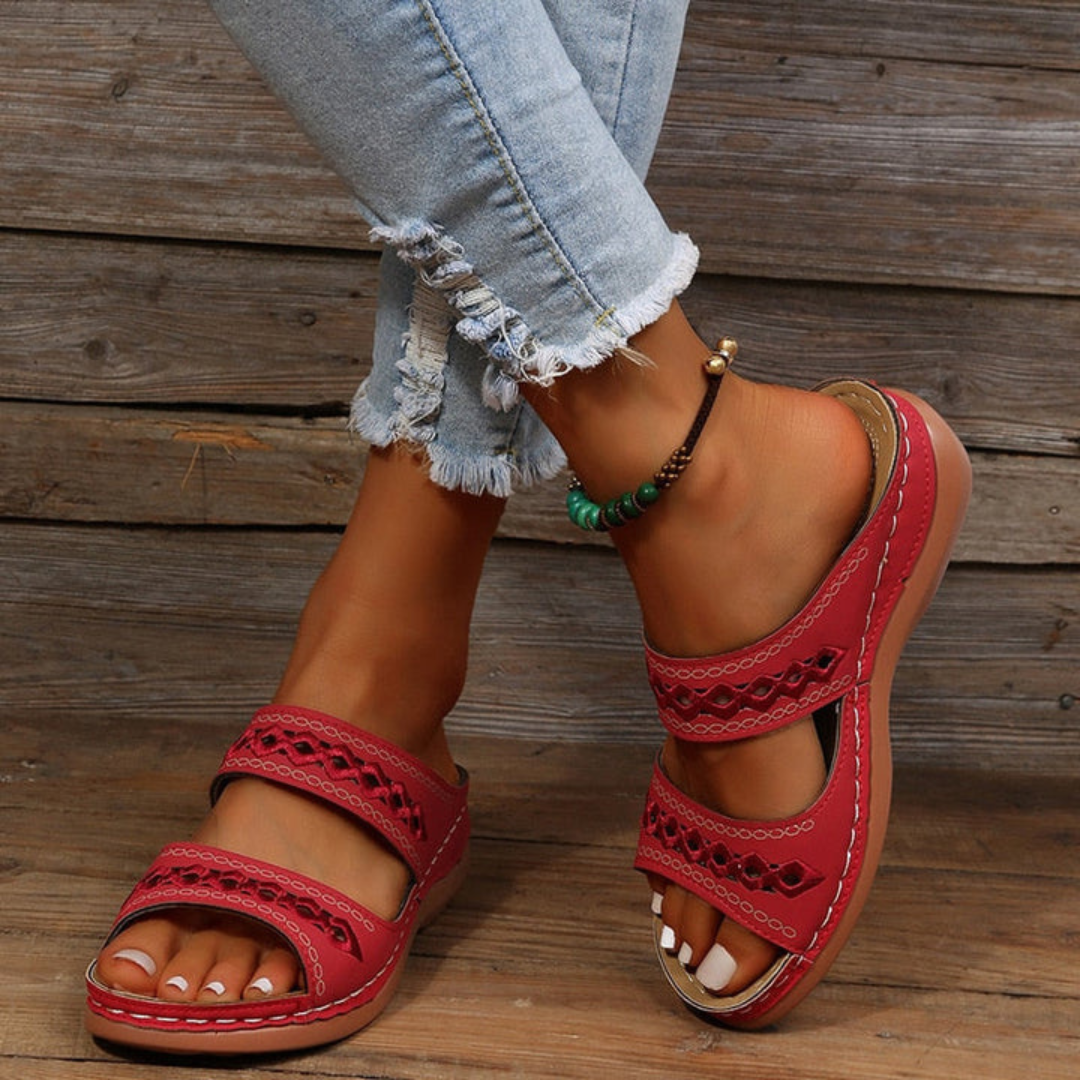 Sandalias ortopédicas para mujer con doble banda ajustable