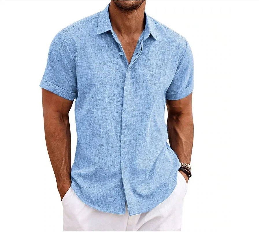 Chemise homme à manches courtes effet lin
