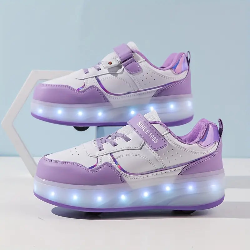 Pantofi LED pentru fete cu talpă luminoasă și închidere cu velcro