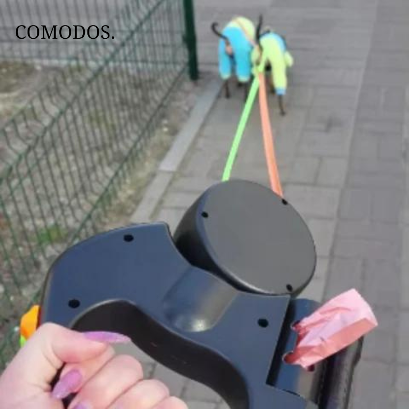 Dvojité zatahovací vodítko pro psy se systémem proti zamotání 360°