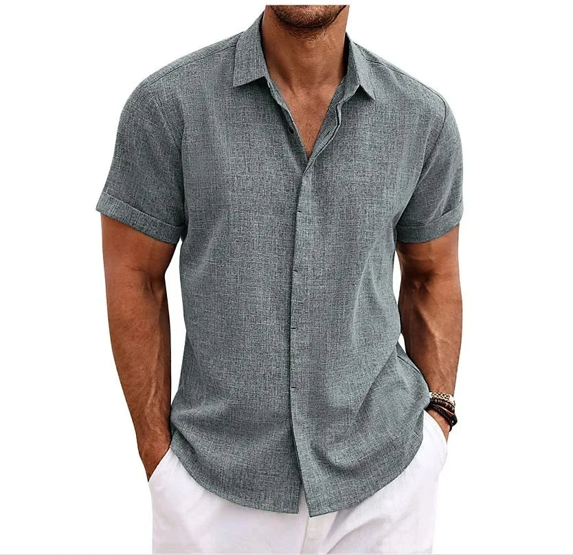 Chemise homme à manches courtes effet lin