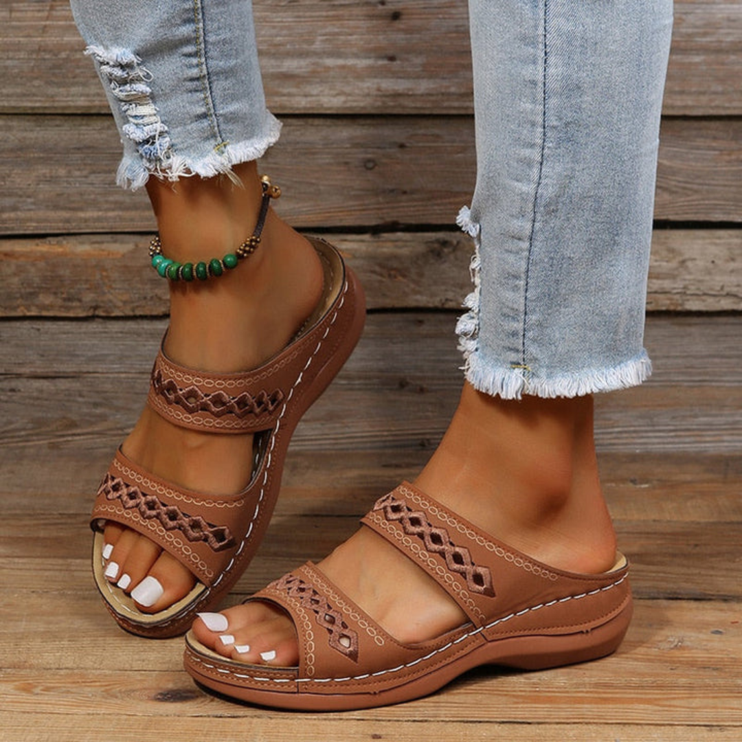 Sandalias ortopédicas para mujer con doble banda ajustable