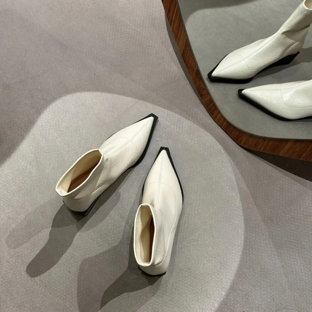 Stivaletti da Donna a Punta | Stivali Lunghi con Tacco Largo Basso