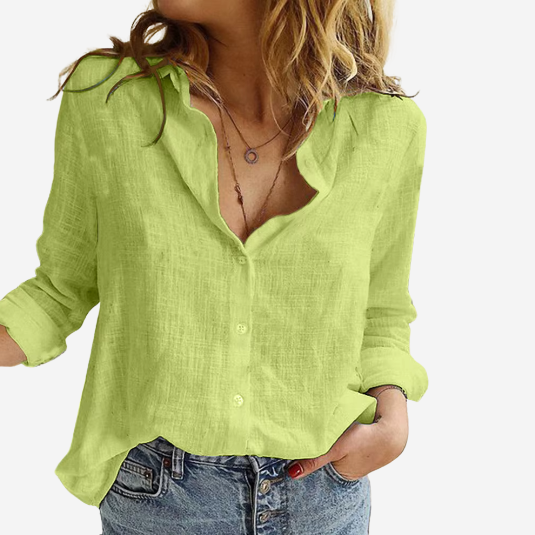 Chemise femme effet lin à manches longues