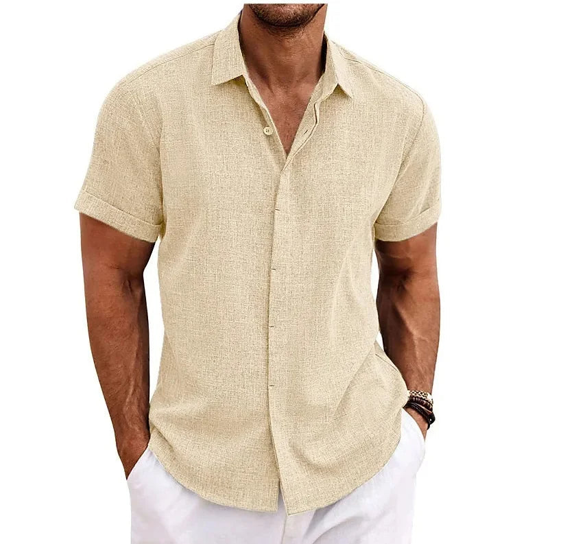 Chemise homme à manches courtes effet lin