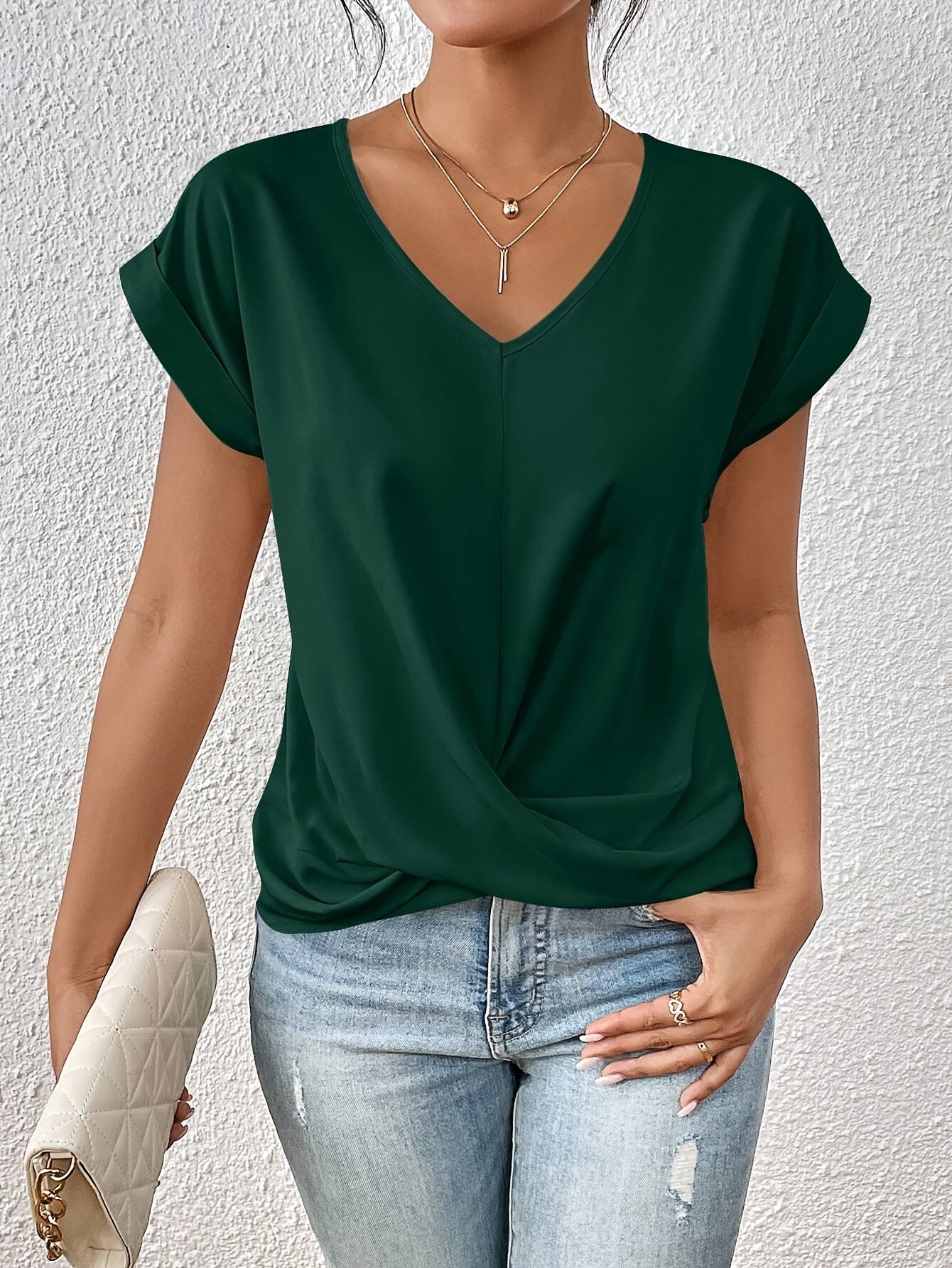Top Donna – V-nyakú csomós részlettel, elegáns redőzéssel és kényelmes szabással