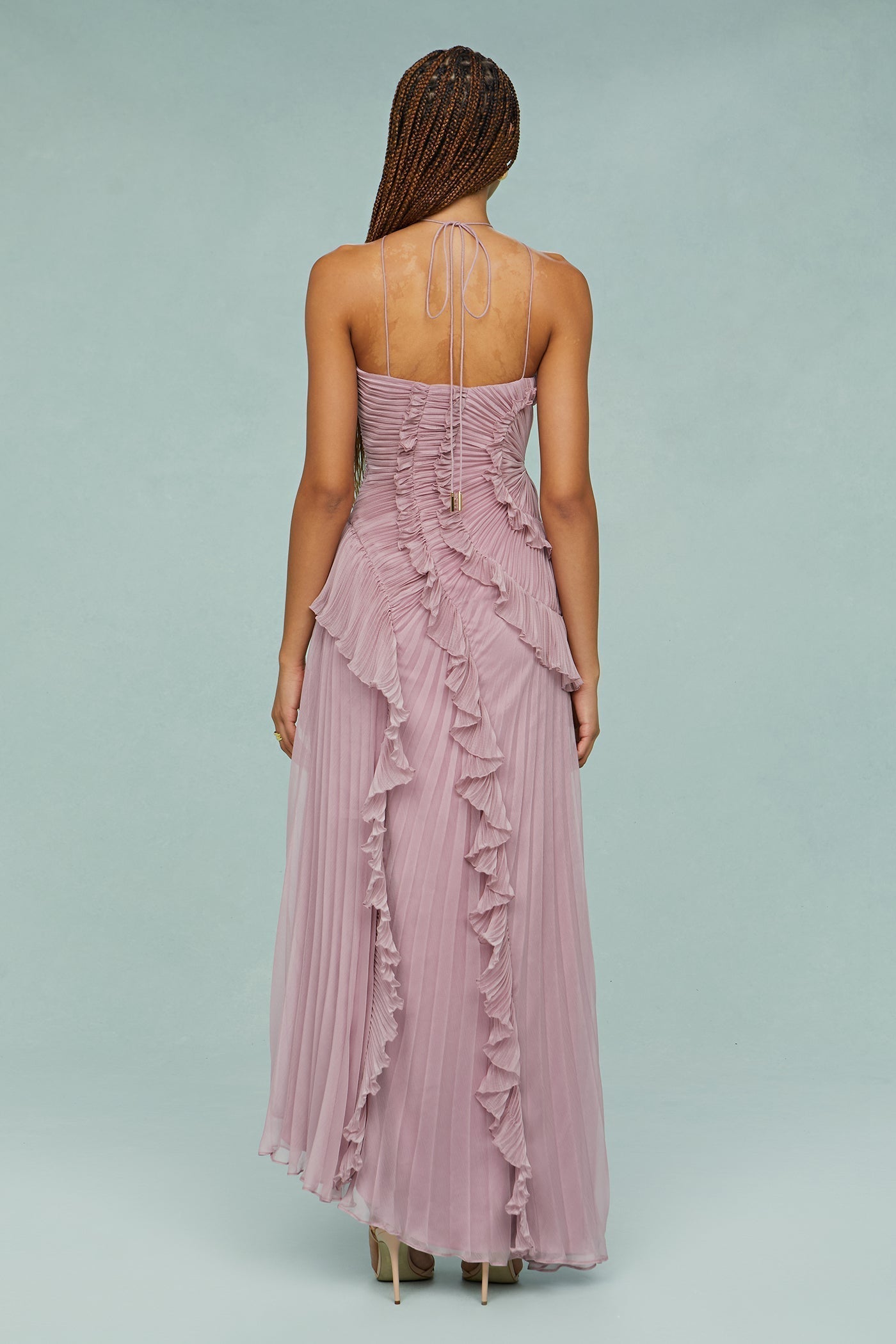 Lucía | Vestido Maxi Mujer Volantes Plisado Asimétrico
