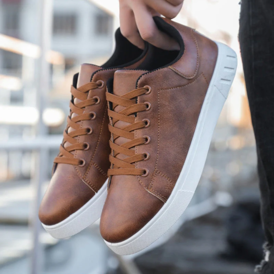 Elegante sneakers i læder til mænd - Casual sko med snørebånd
