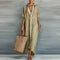 Women's Long Shirt Dress with Collar and Short Sleeves