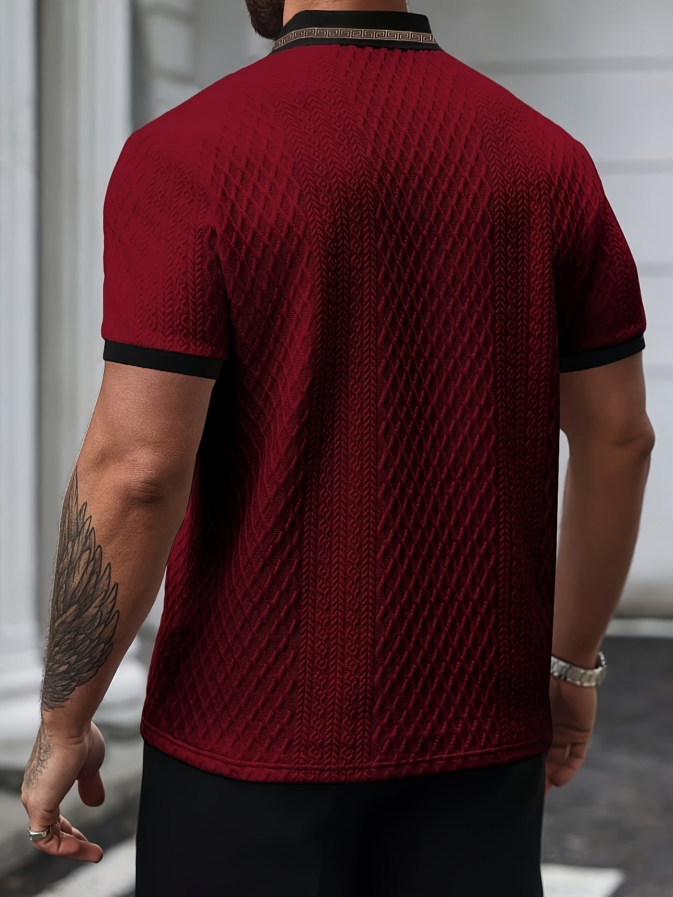 Pánské texturované polo s krátkými rukávy, slim fit, prodyšné