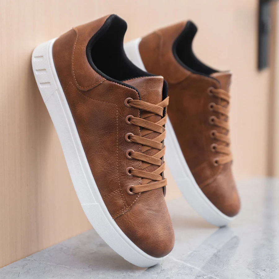 Elegante sneakers i læder til mænd - Casual sko med snørebånd