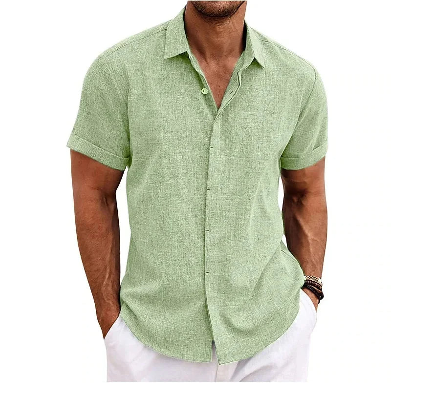 Chemise homme à manches courtes effet lin