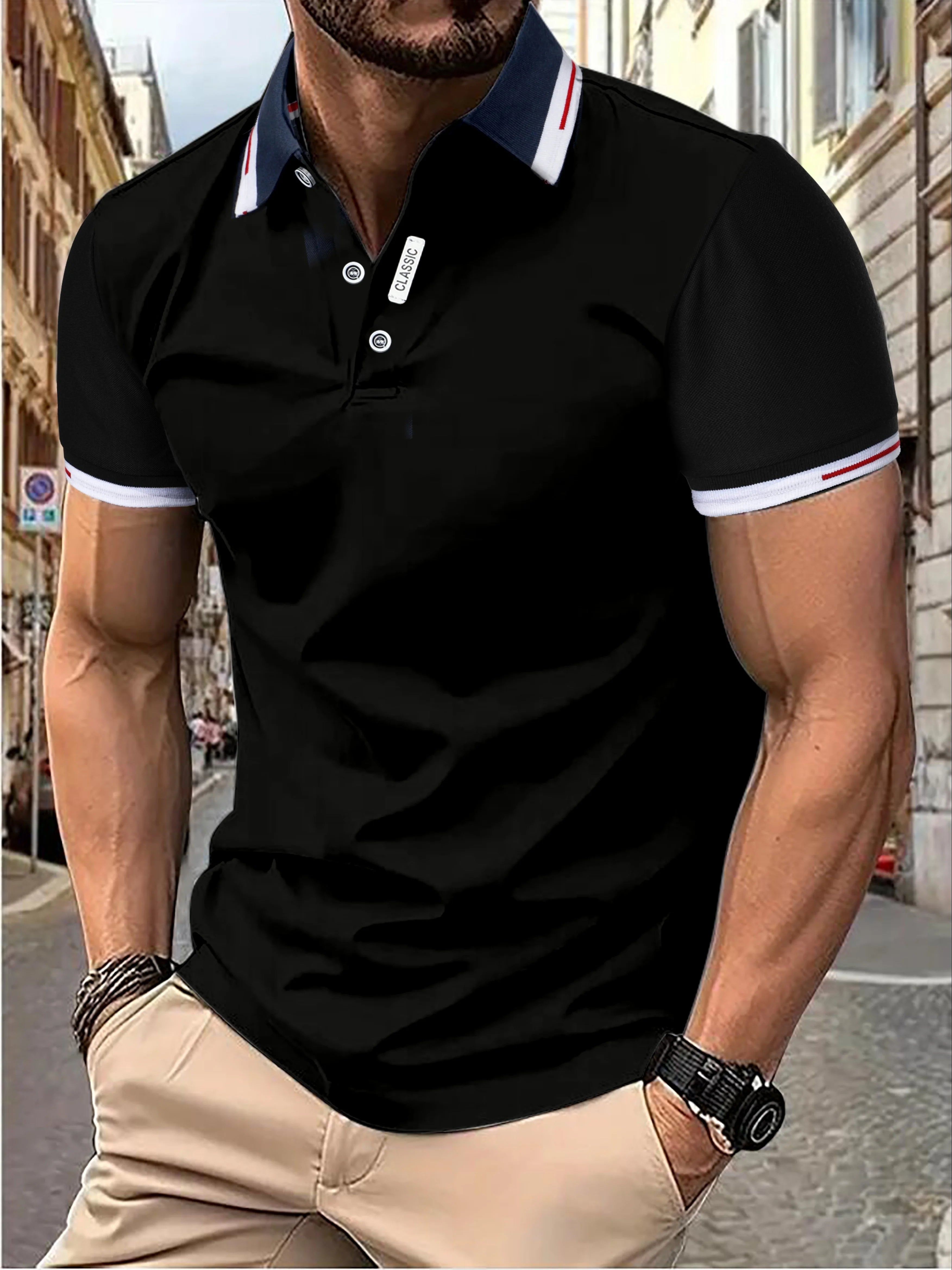 Polo homme slim fit à manches courtes