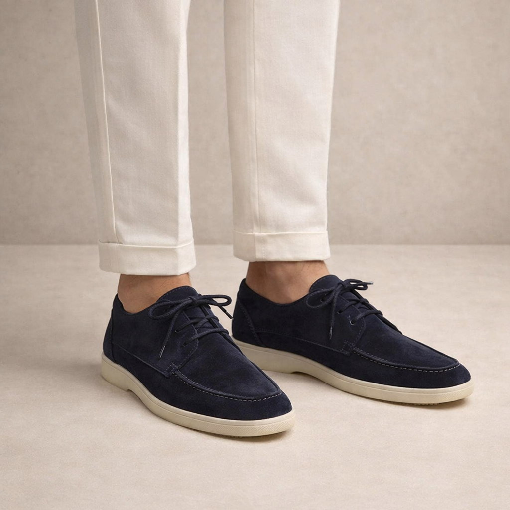 Męskie zamszowe buty sznurowane, casualowo-eleganckie