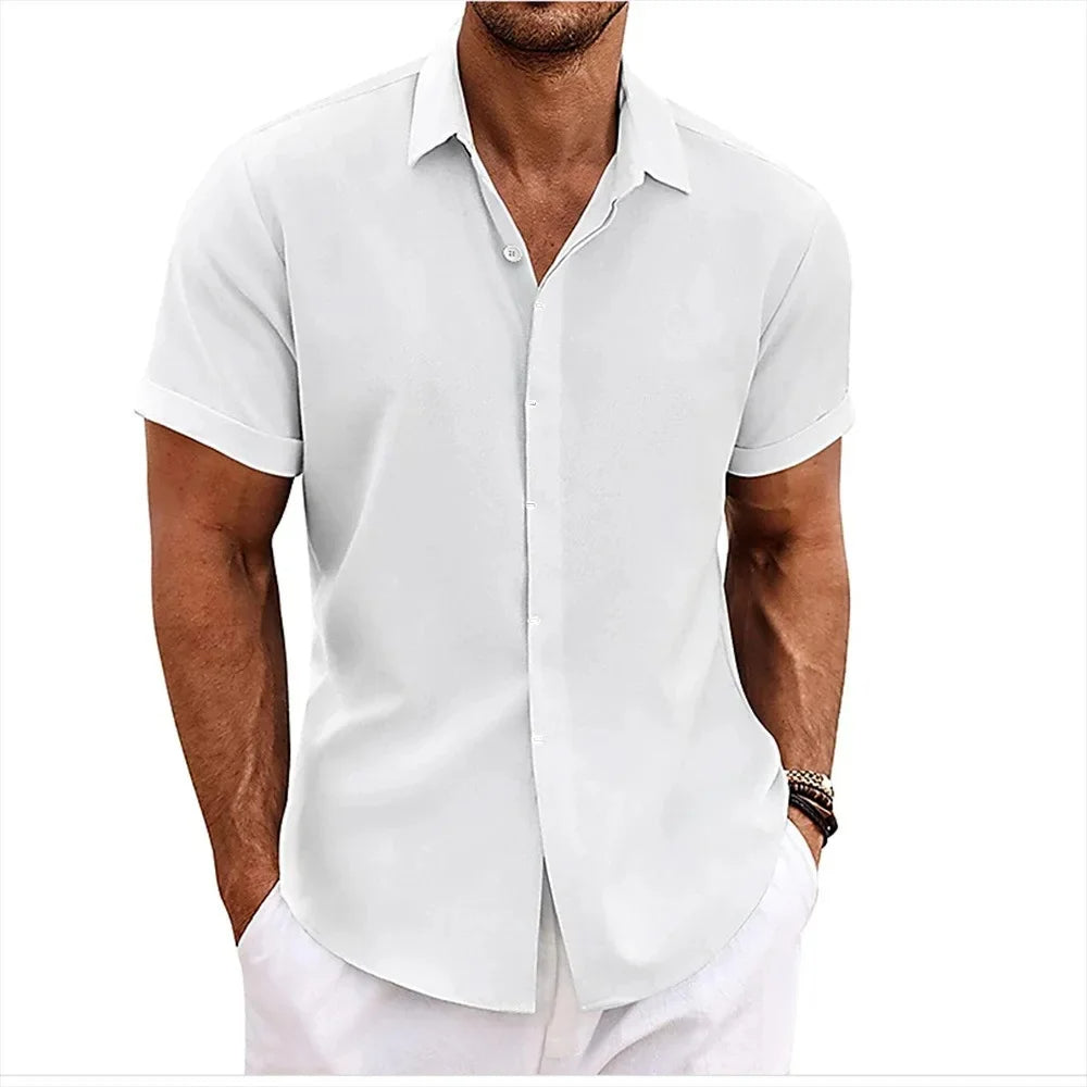 Chemise homme à manches courtes effet lin