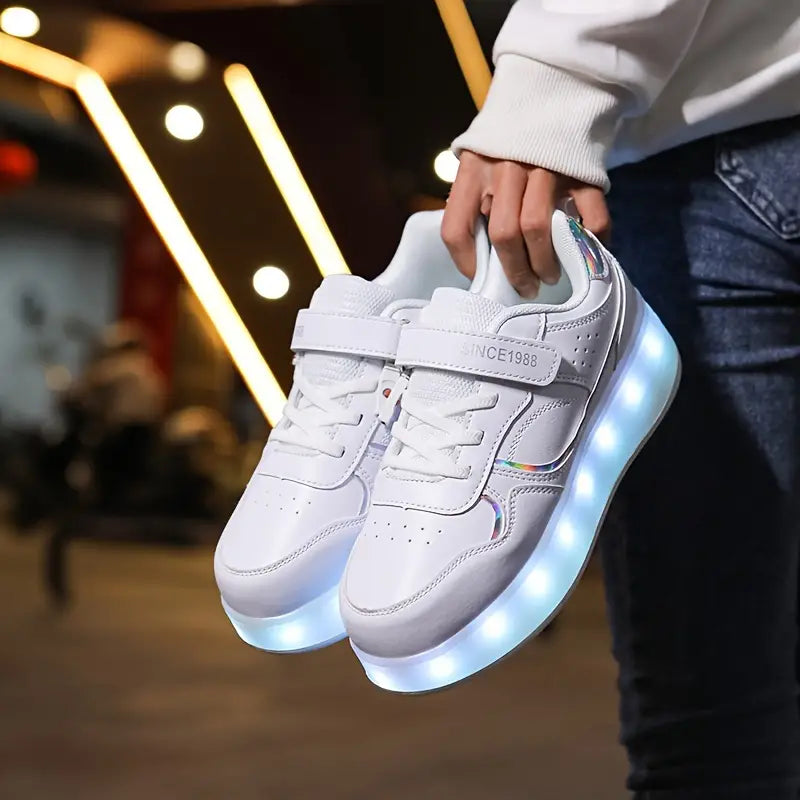 Pantofi LED pentru fete cu talpă luminoasă și închidere cu velcro