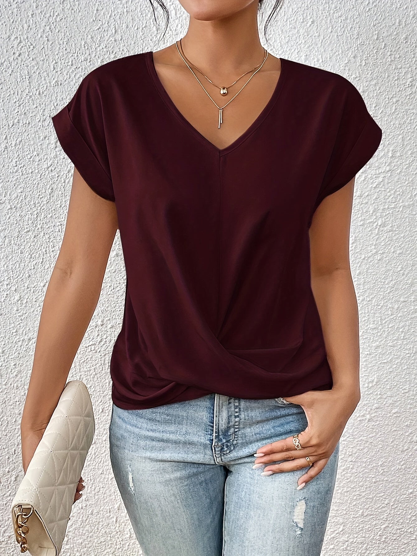 Top Donna – V-nyakú csomós részlettel, elegáns redőzéssel és kényelmes szabással