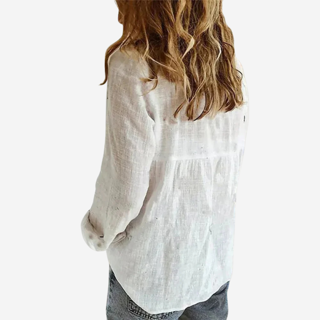 Chemise femme effet lin à manches longues