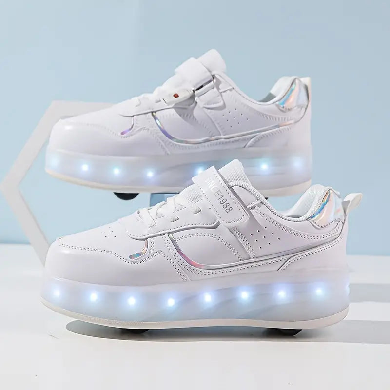 Pantofi LED pentru fete cu talpă luminoasă și închidere cu velcro