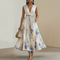 Robe longue fleurie avec décolleté en V et jupe plissée pour invitée de mariage