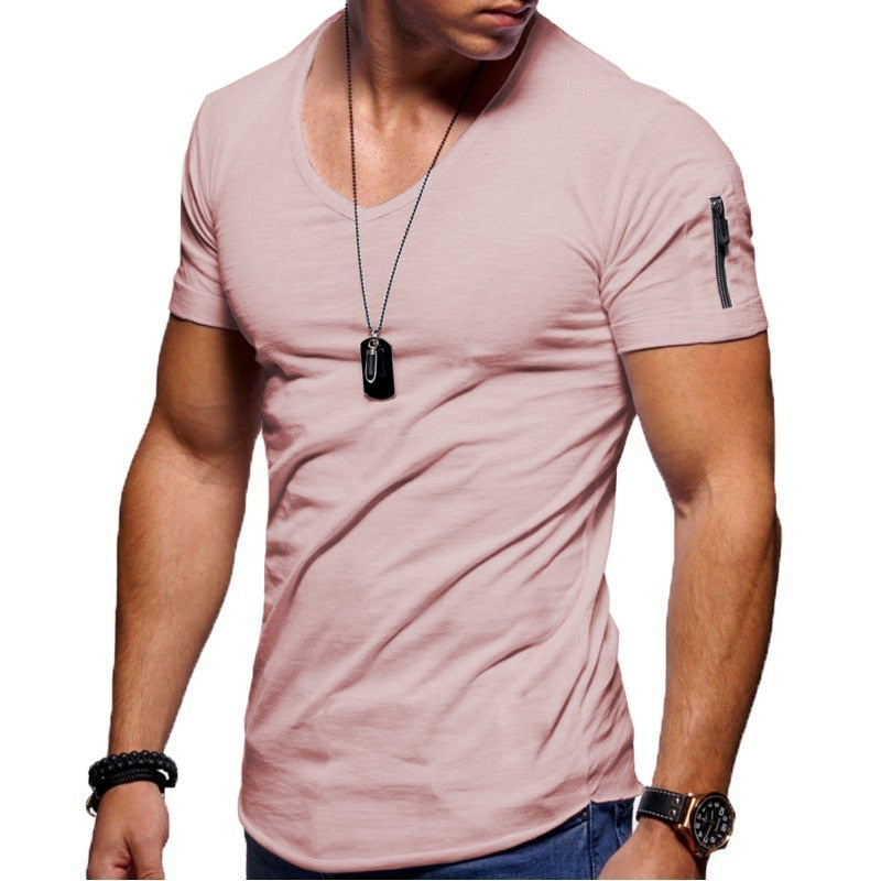 Ανδρικό T-shirt με V λαιμόκοψη από διαπνέον ύφασμα