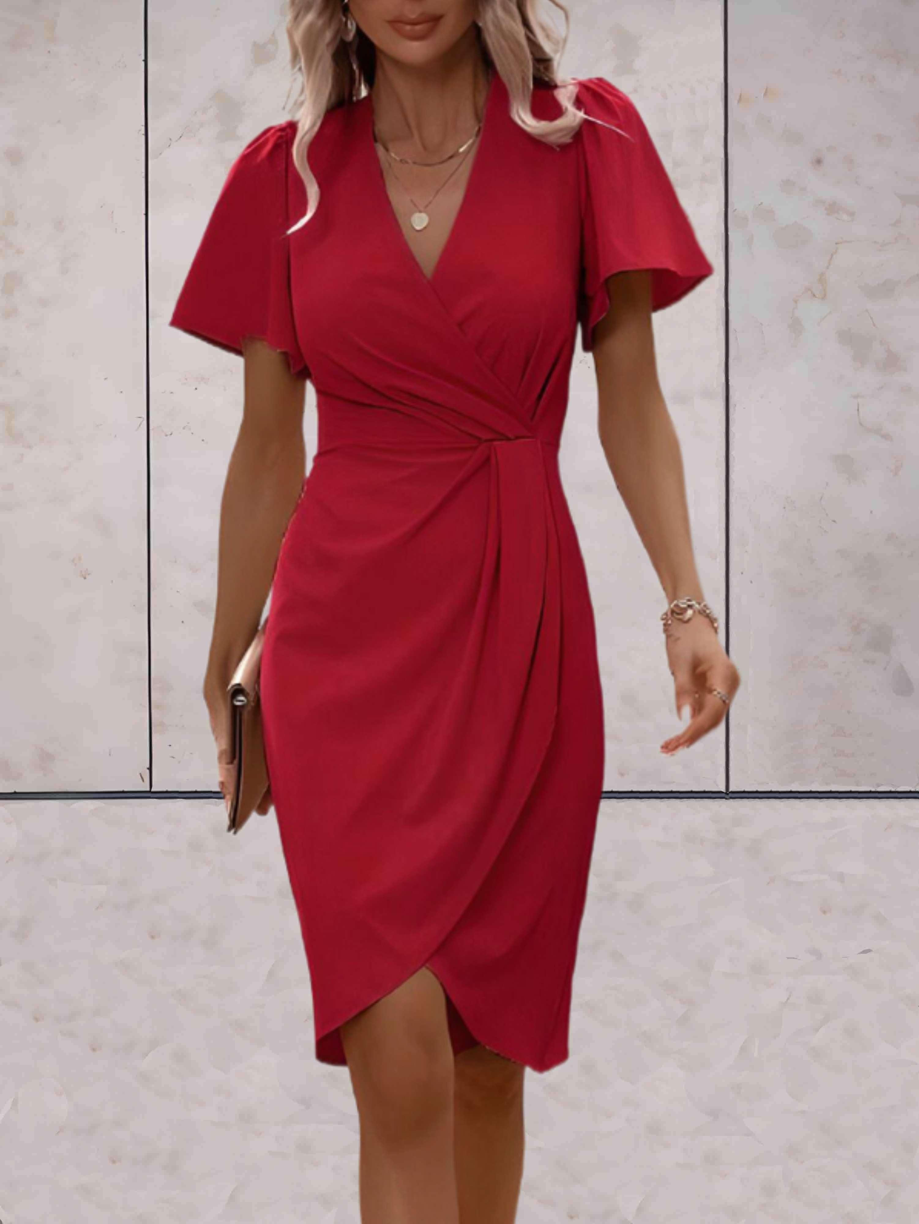 Abito a Portafoglio Donna Harper – Elegante Abito Incrociato con Scollo a V & Taglio Regolabile per Ogni Occasione