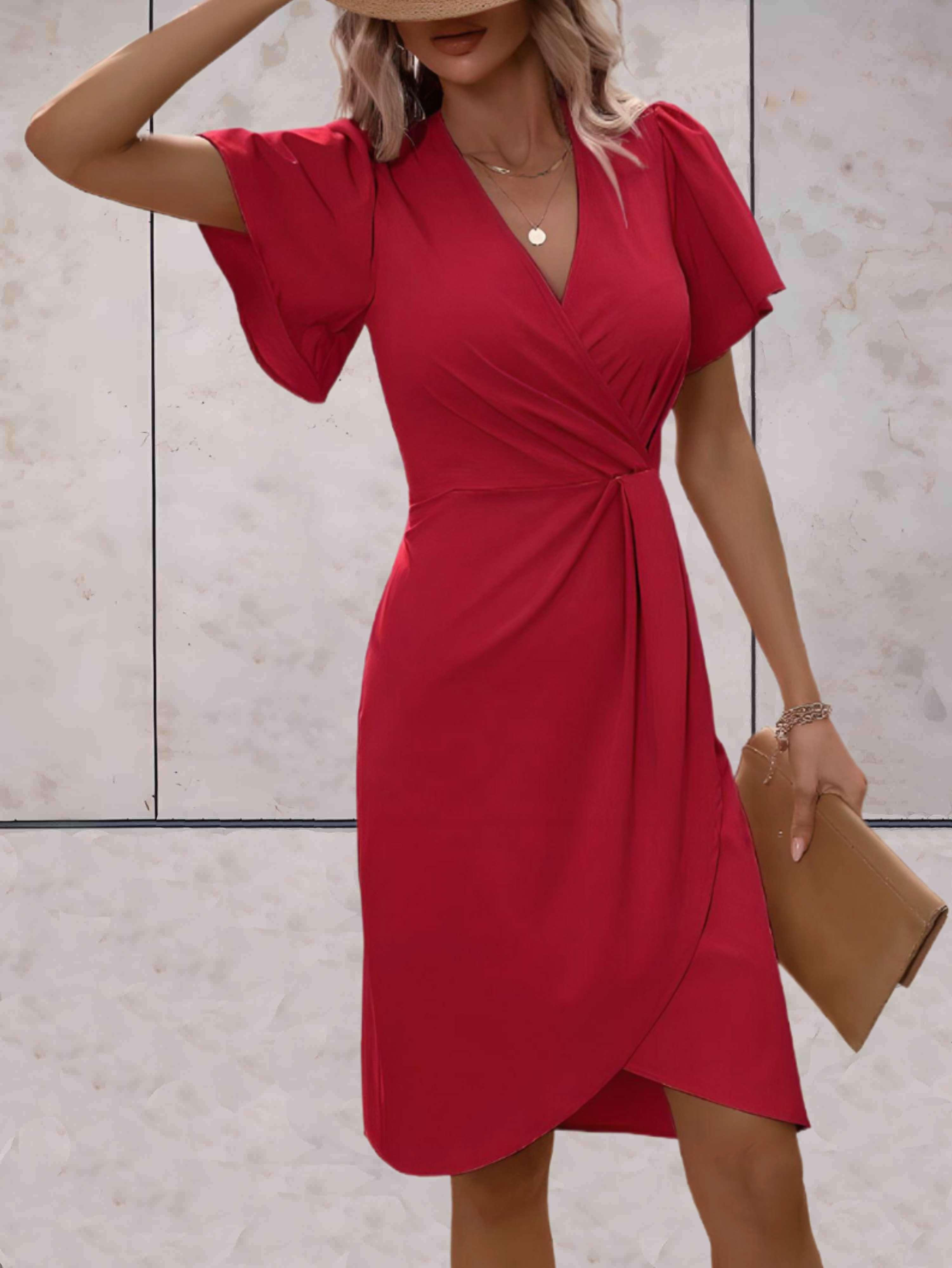 Abito a Portafoglio Donna Harper – Elegante Abito Incrociato con Scollo a V & Taglio Regolabile per Ogni Occasione