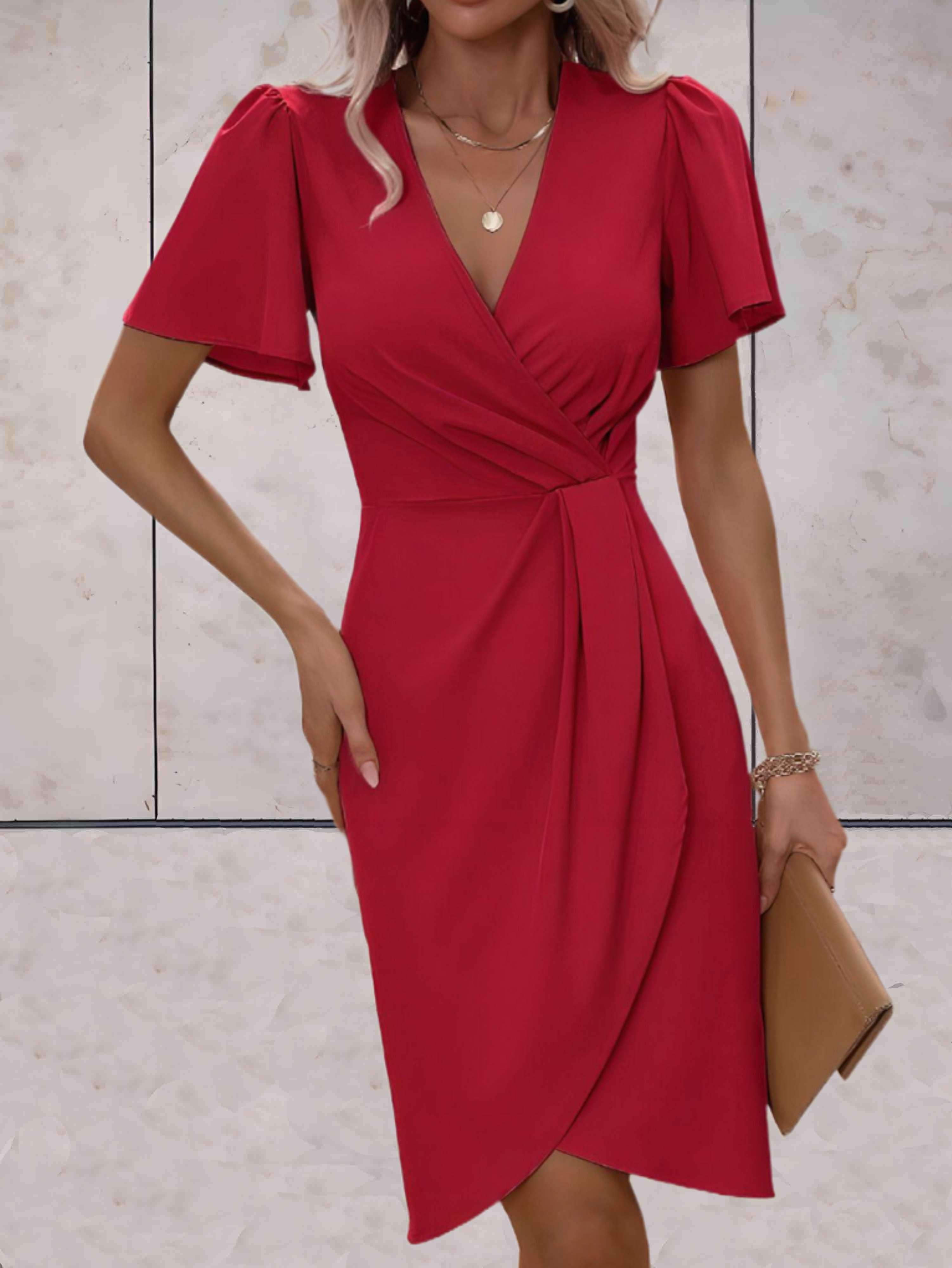 Abito a Portafoglio Donna Harper – Elegante Abito Incrociato con Scollo a V & Taglio Regolabile per Ogni Occasione