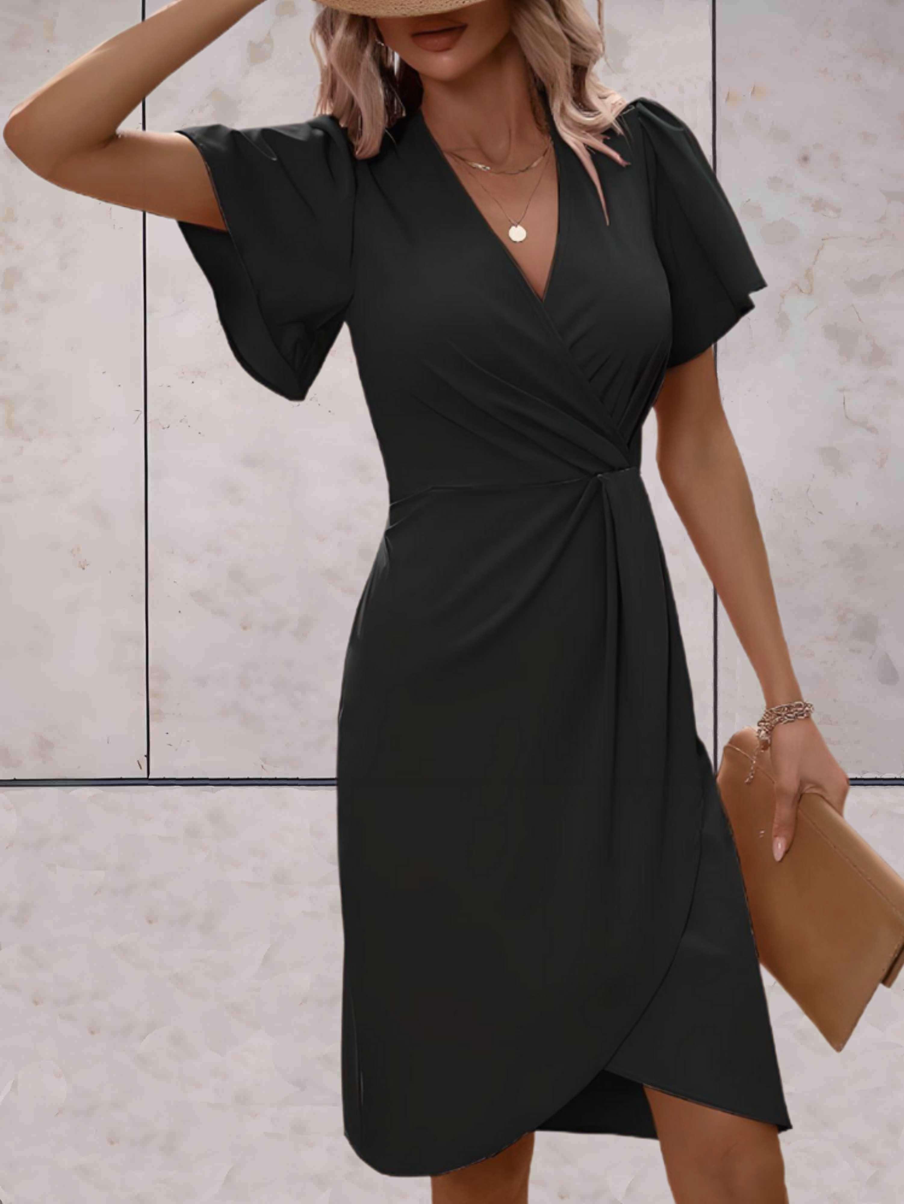 Abito a Portafoglio Donna Harper – Elegante Abito Incrociato con Scollo a V & Taglio Regolabile per Ogni Occasione