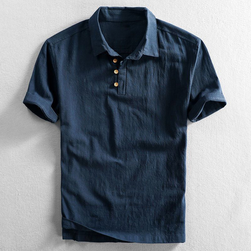 Men's Short Sleeve Polo Shirt with Collar and Regular Fit