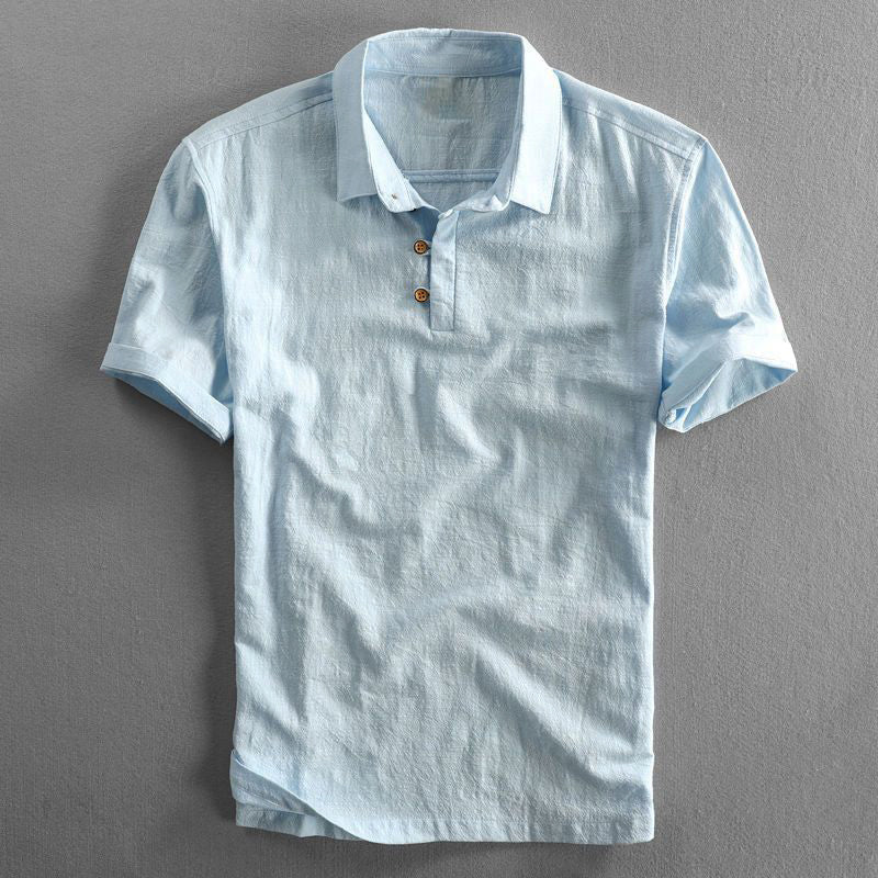 Men's Short Sleeve Polo Shirt with Collar and Regular Fit