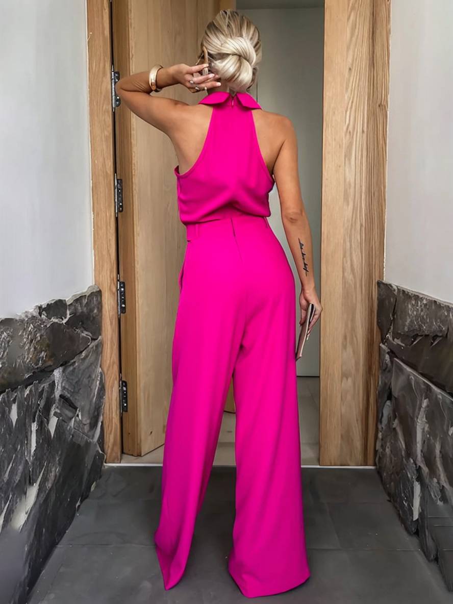 Palazzo overal s odhalenými zády a páskem – elegantní chic
