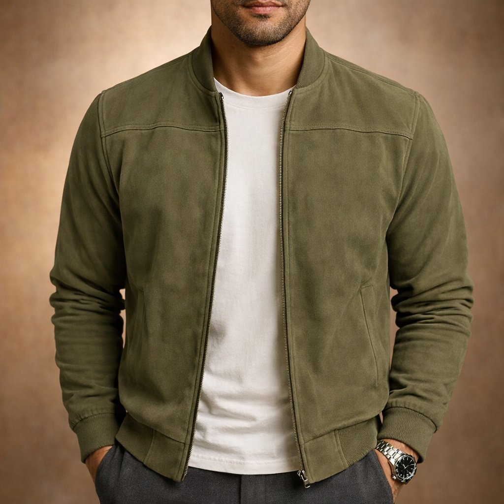 Pánská lehká semišová bomber bunda Smart Casual na všechny roční období
