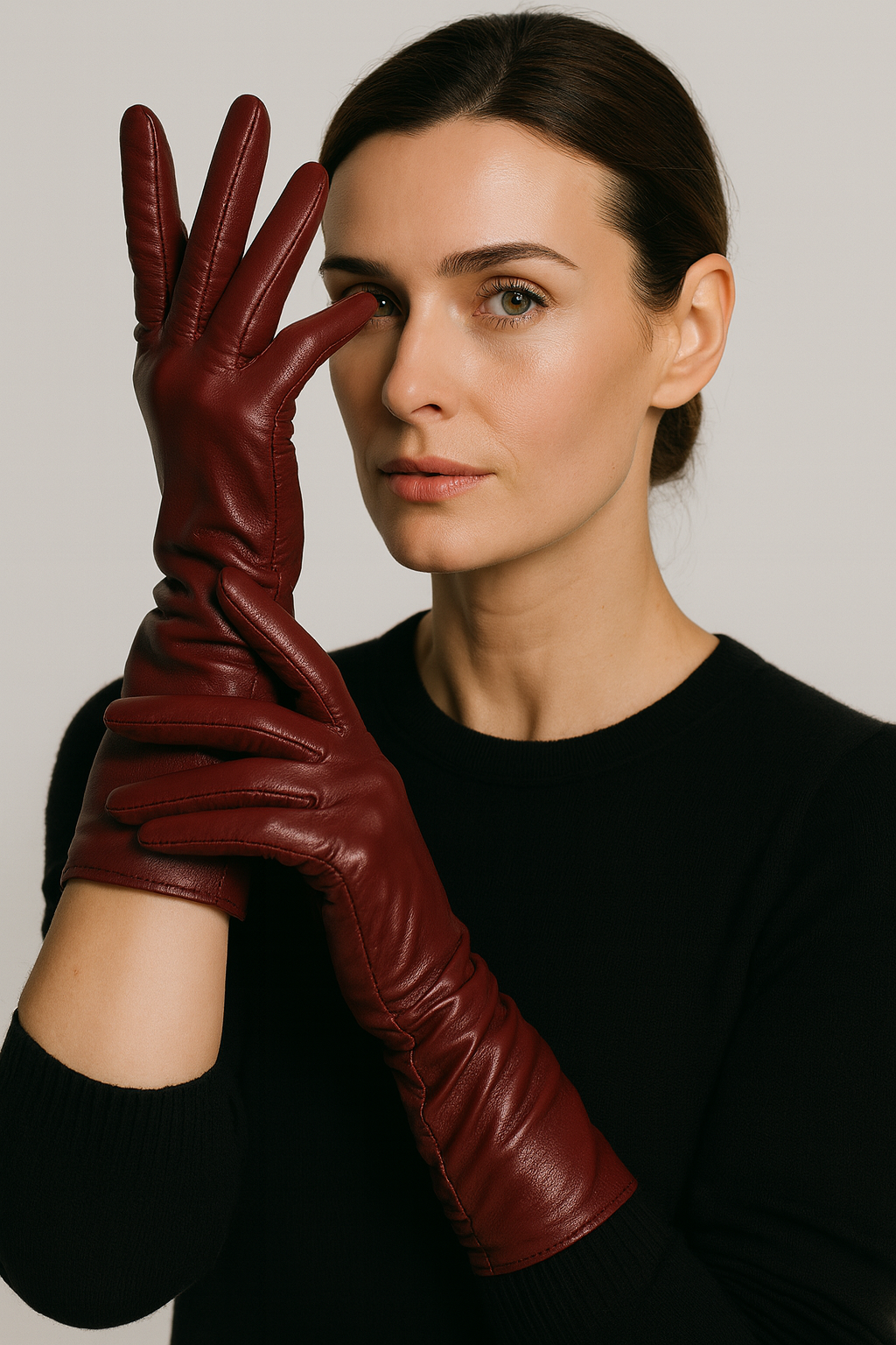 Guanti in Pelle da Donna Eleganti Invernali con Fodera Morbida