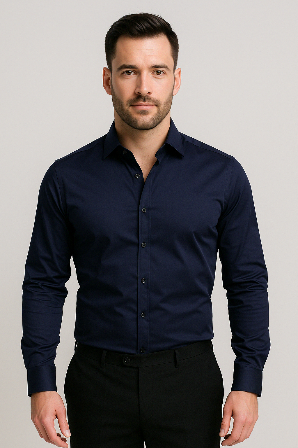 Ανδρικό Πουκάμισο με Μακριά Μανίκια Slim Fit από Ελαστικό Βαμβάκι
