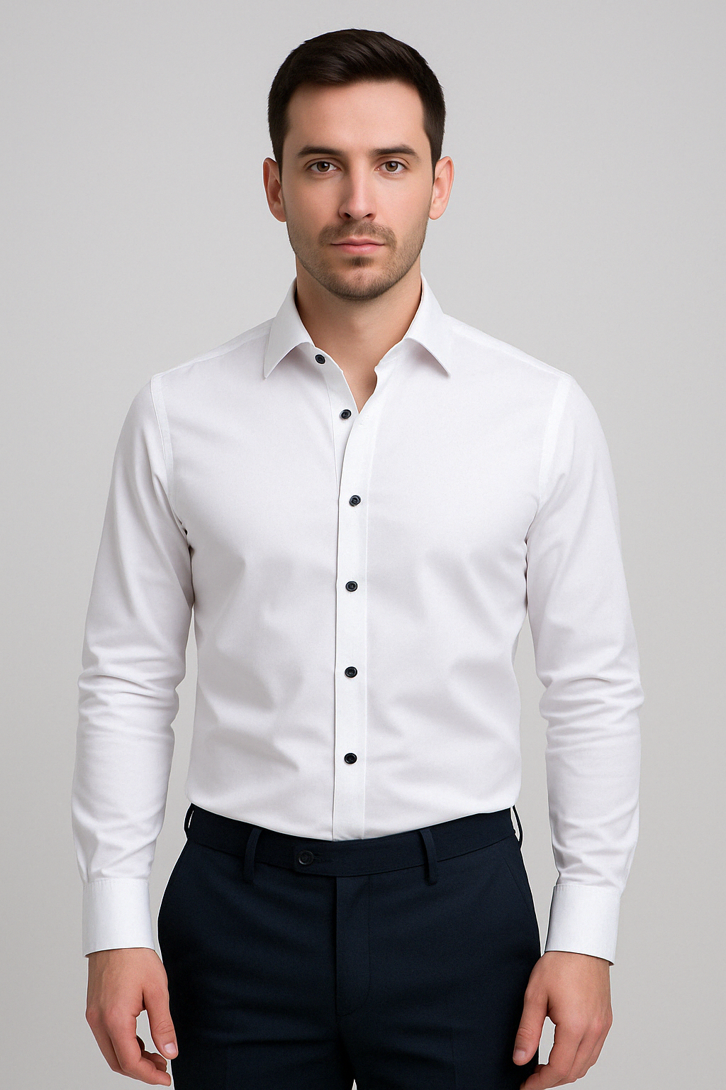 Ανδρικό Πουκάμισο με Μακριά Μανίκια Slim Fit από Ελαστικό Βαμβάκι